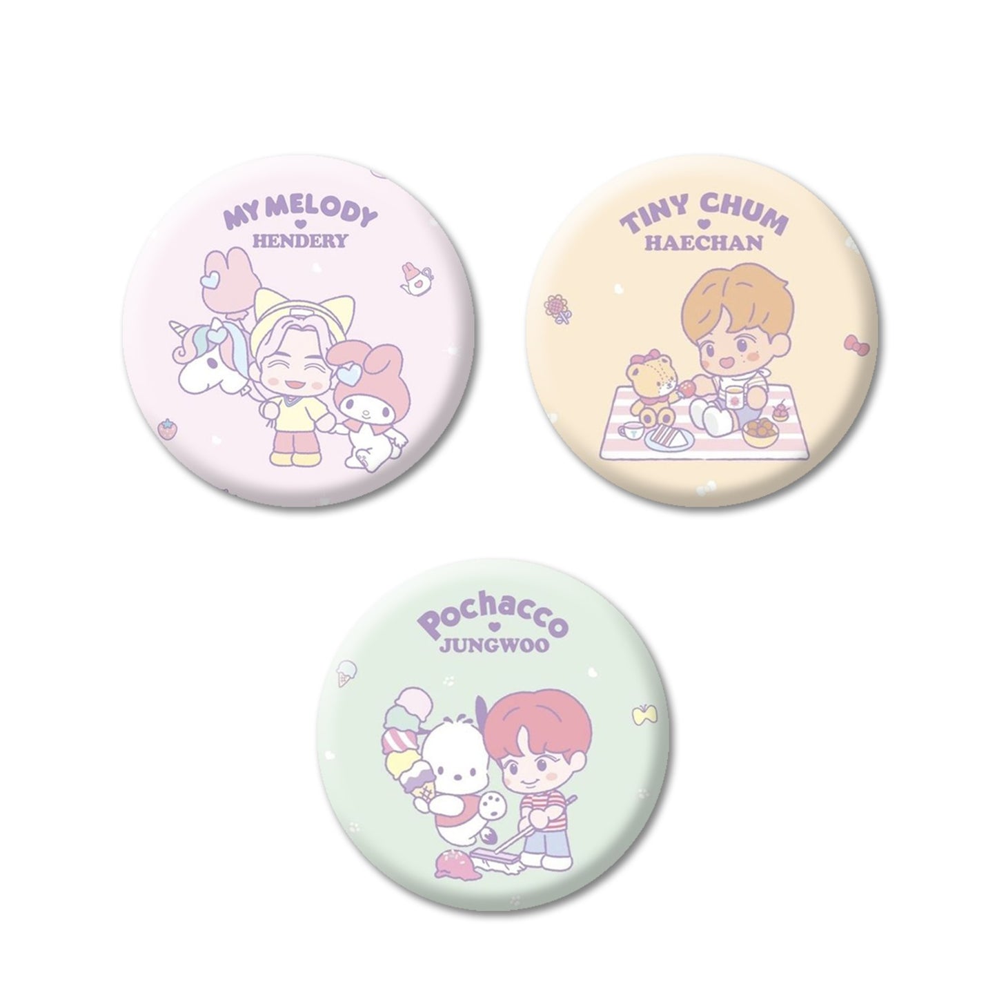 NCT x Sanrio set bedževa